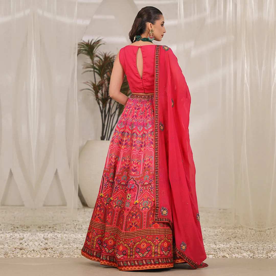 Hot Pink Lehenga Set with Neon Embroidery
