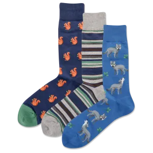 HOTSOX Men's Nature Animal 3 Pack Crew Socks