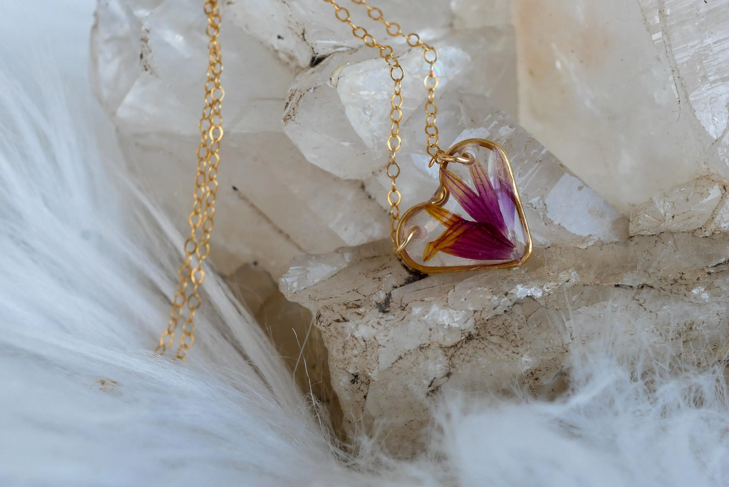 Indian Blanket Flower Heart Pendant – Gold-Fill or Sterling Silver