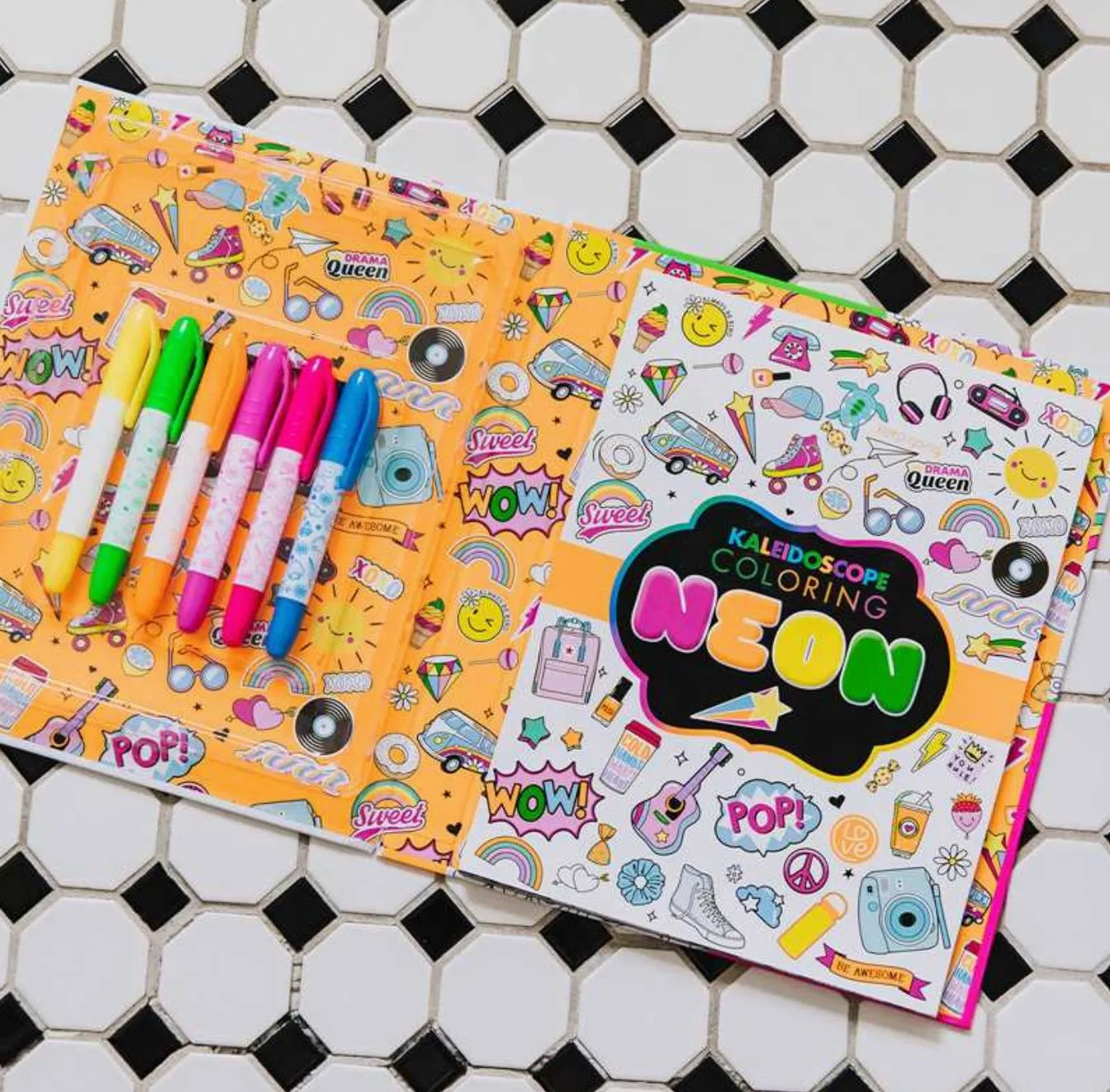 Kaleidoscope Coloring Book: Neon Edition