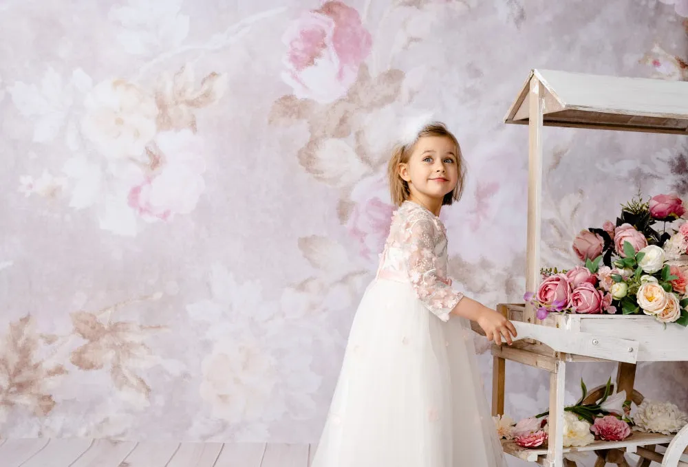 Kate Wedding Retro Old Blurring Flowers Backdrop for Photography Designed by JFCC