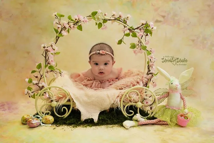 Kate Yellow Retro Flowers Backdrop for Newborn