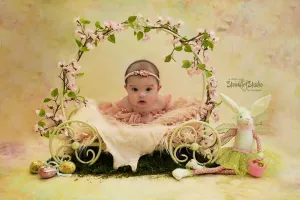 Kate Yellow Retro Flowers Backdrop for Newborn