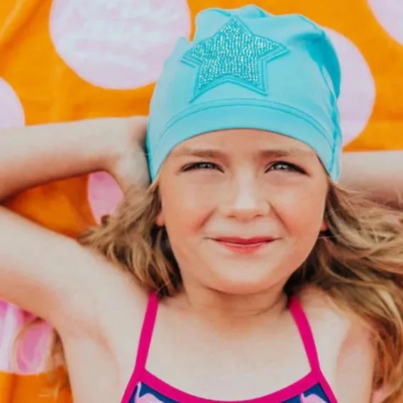 Kids Swim Caps - Neon Pink & Lagoon Blue - 3 