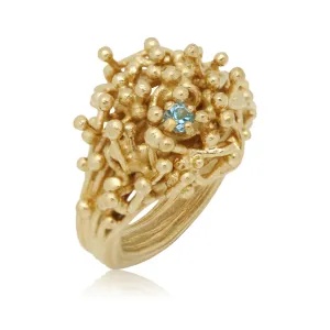 Kulfik ring Gold with Blue Topaz