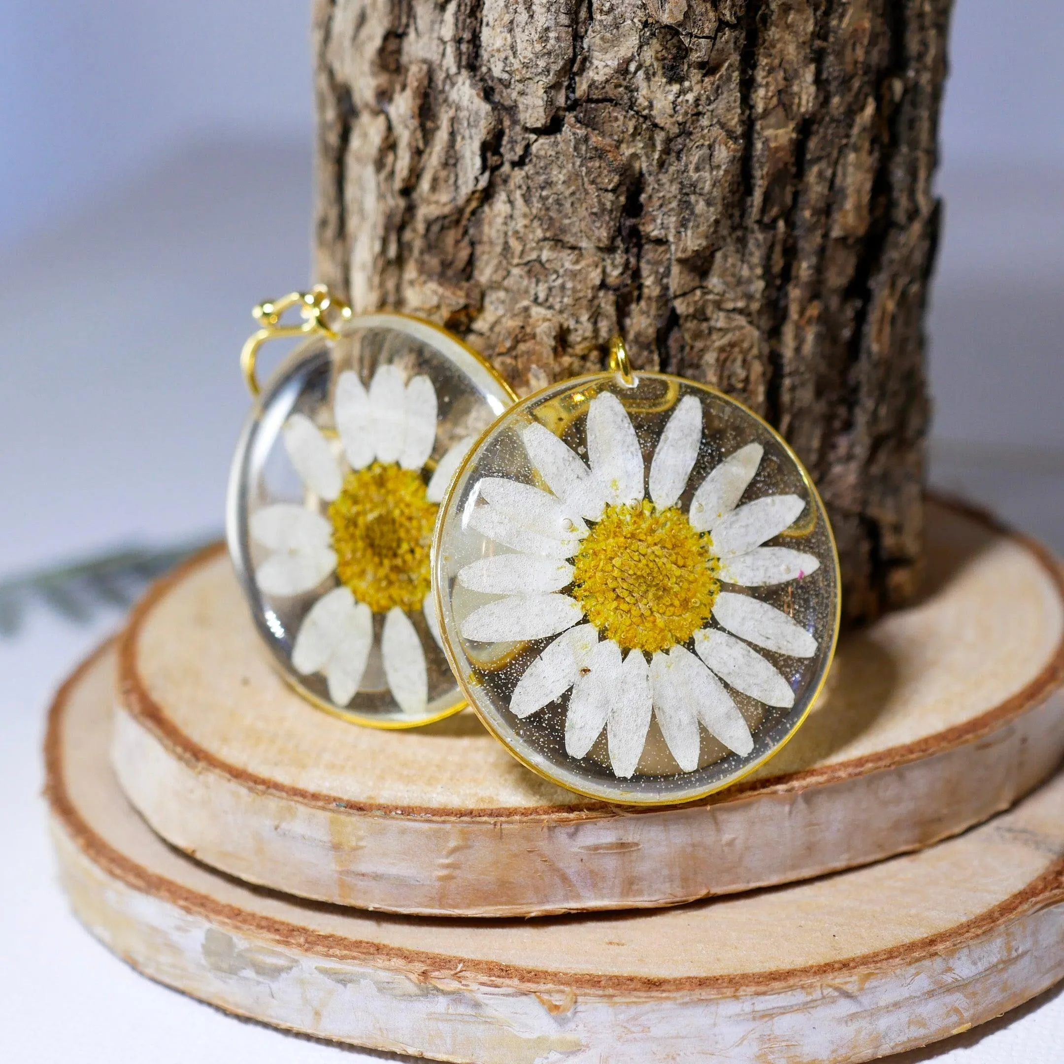 Large Daisy Disc Earrings