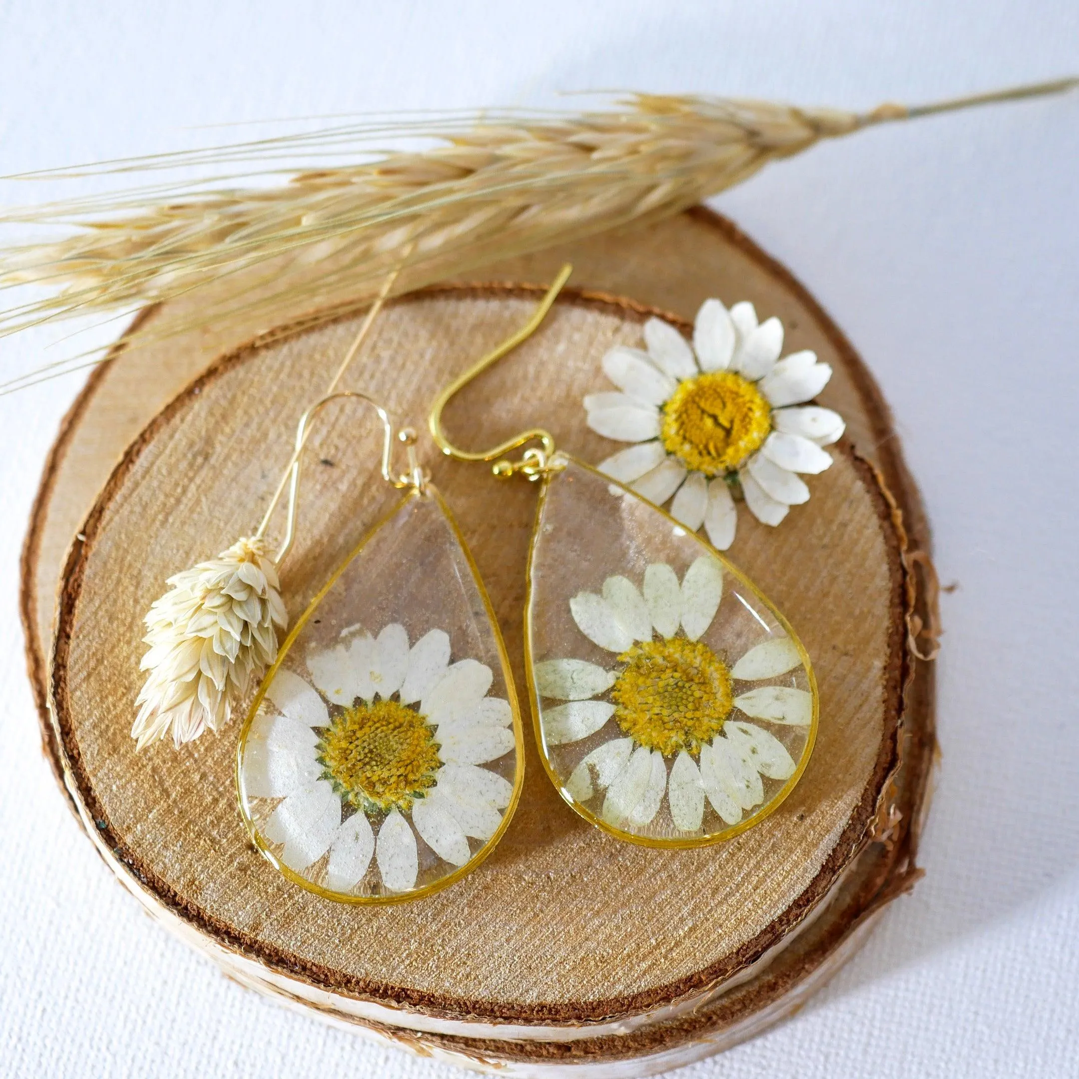 Large Daisy Teardrop Earrings