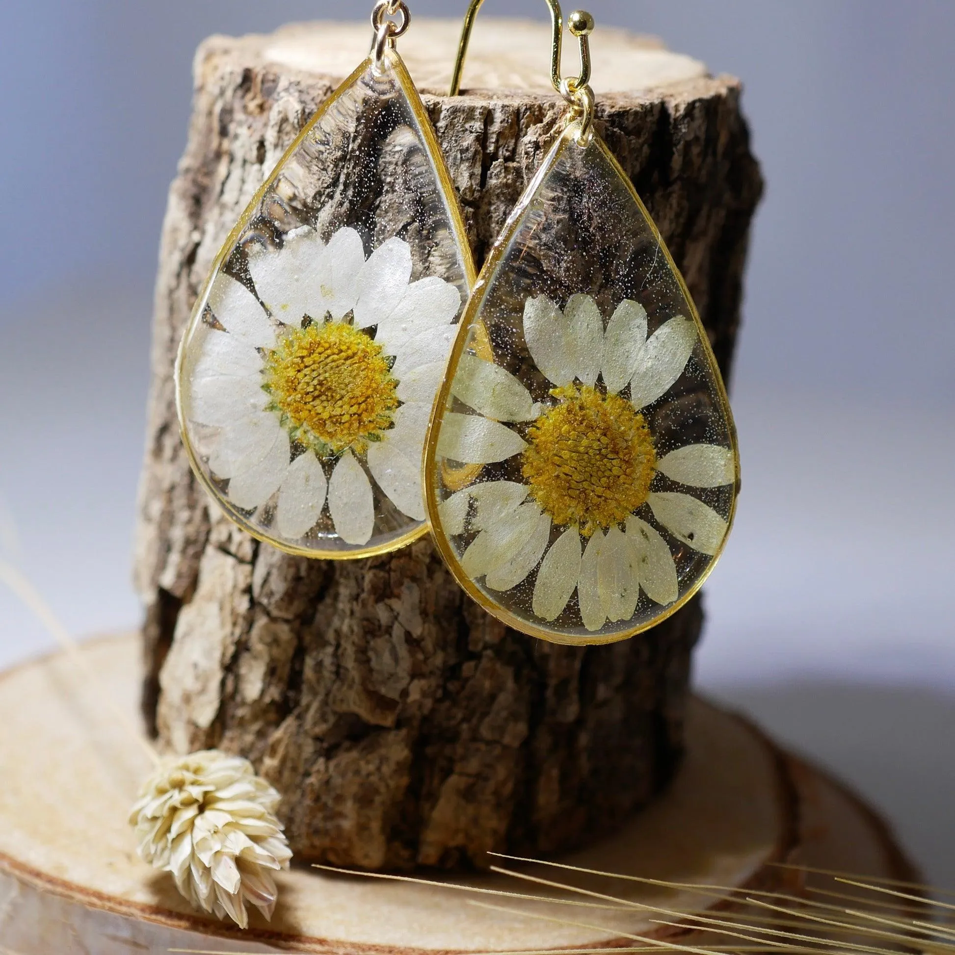 Large Daisy Teardrop Earrings