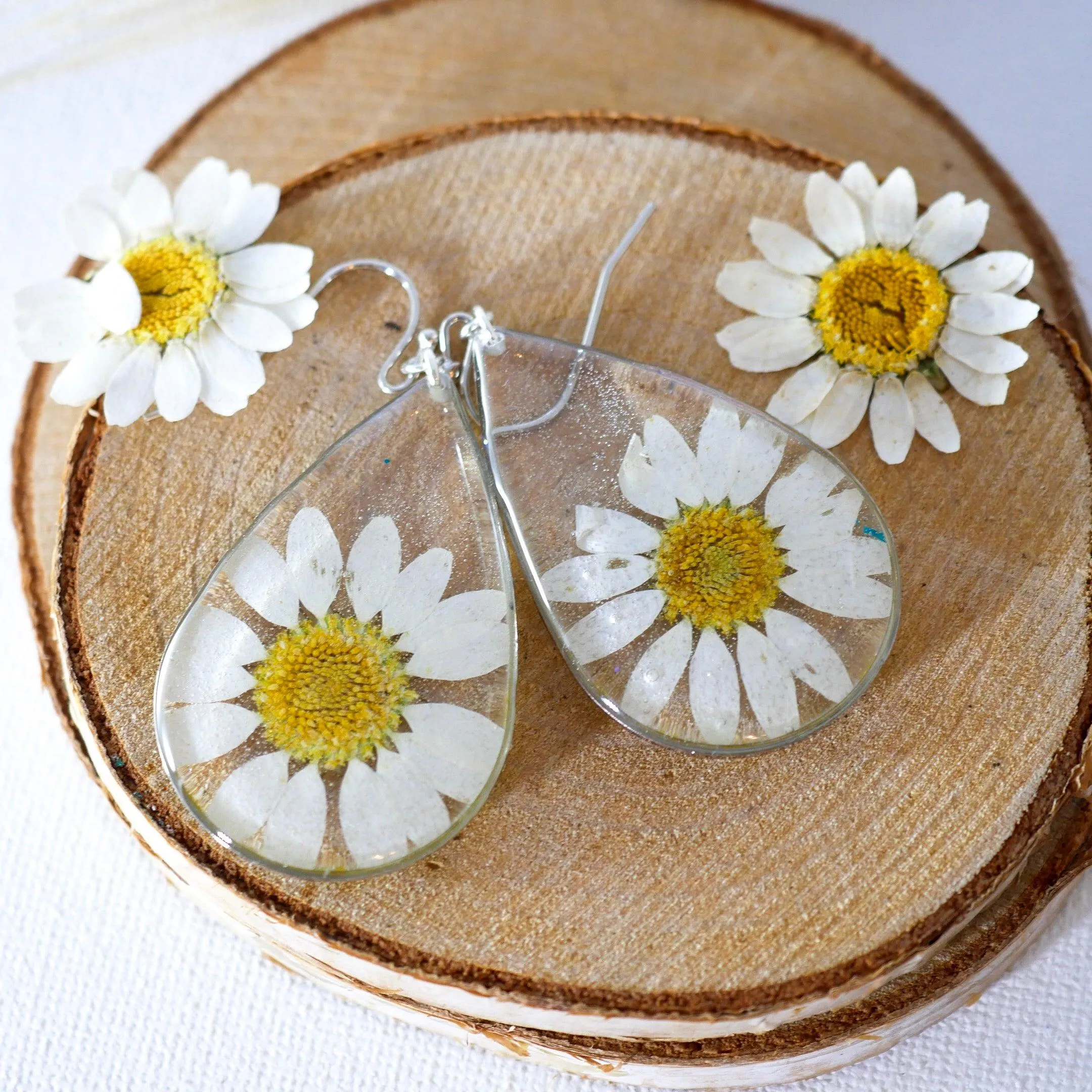 Large Daisy Teardrop Earrings