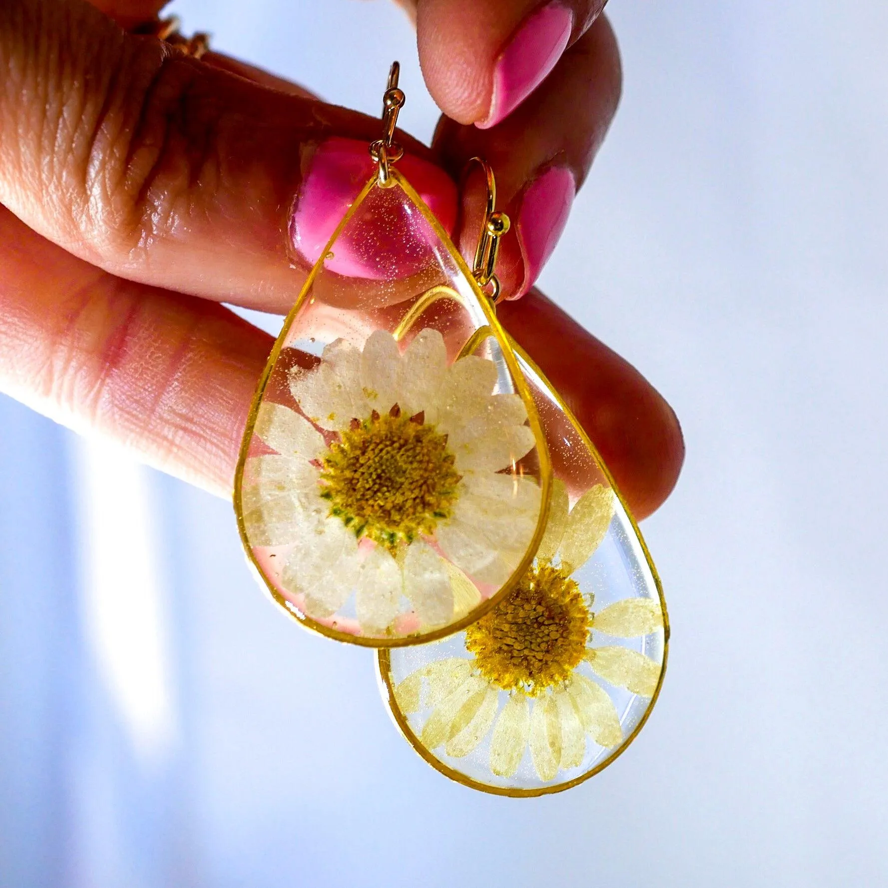 Large Daisy Teardrop Earrings
