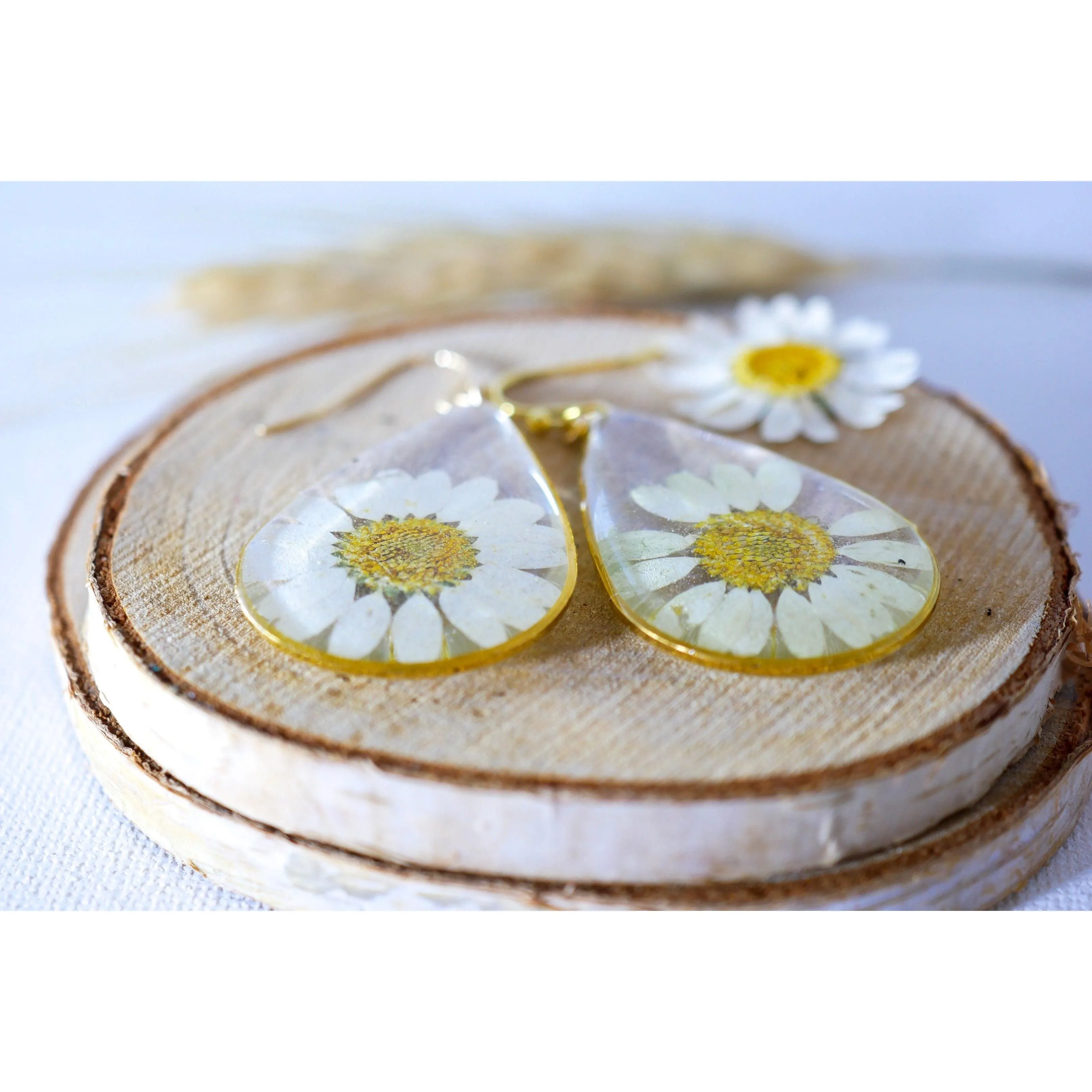 Large Daisy Teardrop Earrings