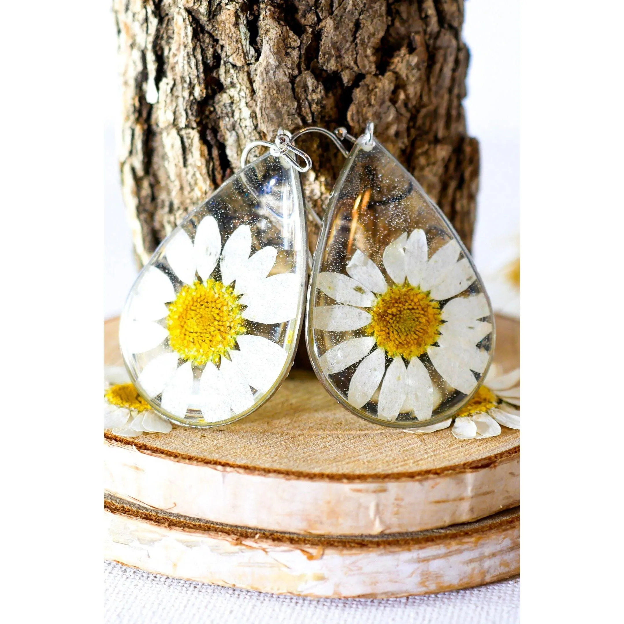 Large Daisy Teardrop Earrings