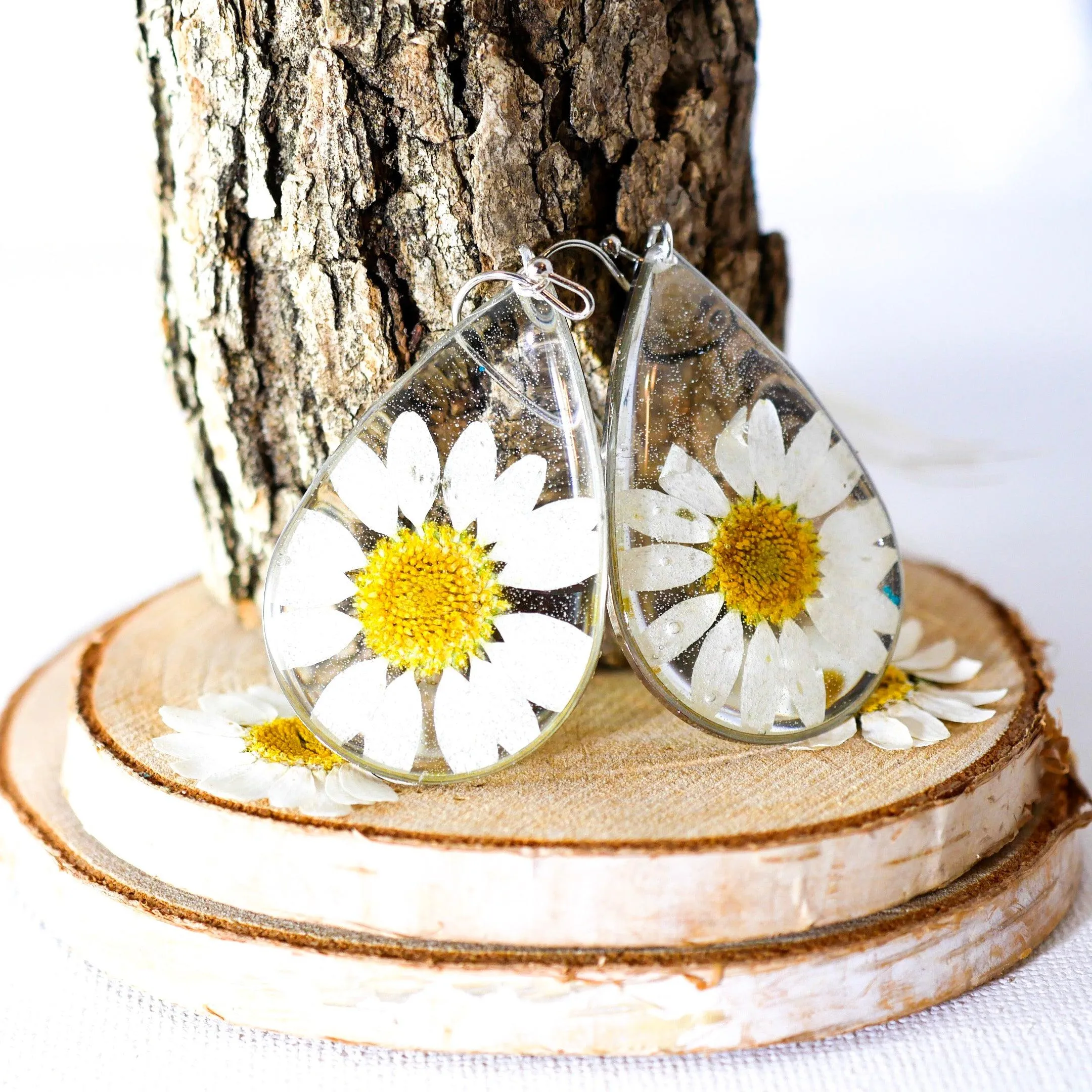Large Daisy Teardrop Earrings