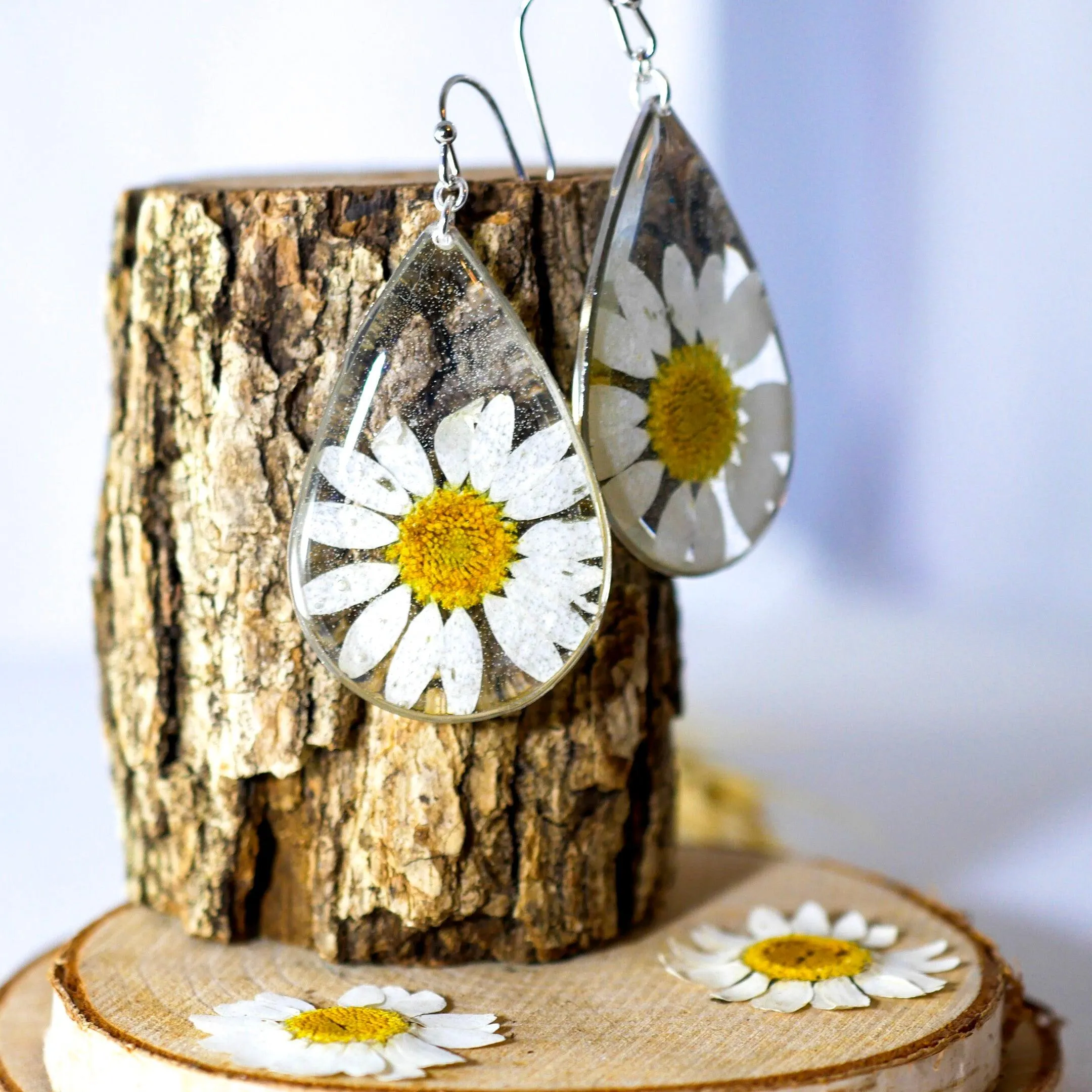 Large Daisy Teardrop Earrings