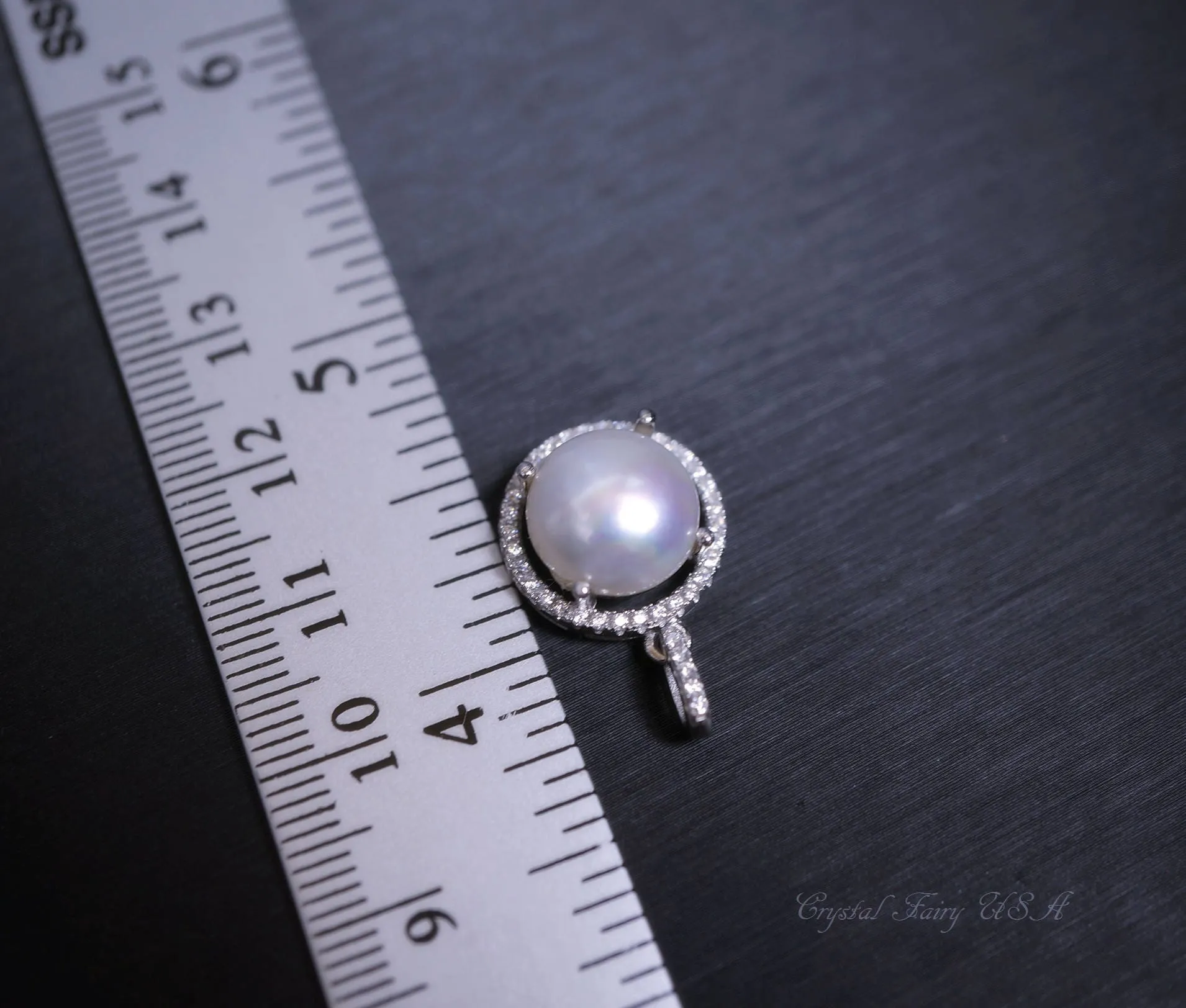 Large Freshwater Pearl Necklace - 925 Sterling Silver Bridal Pearl Necklace -   Princess Diana Style Box Chain Halo White Pearl #208