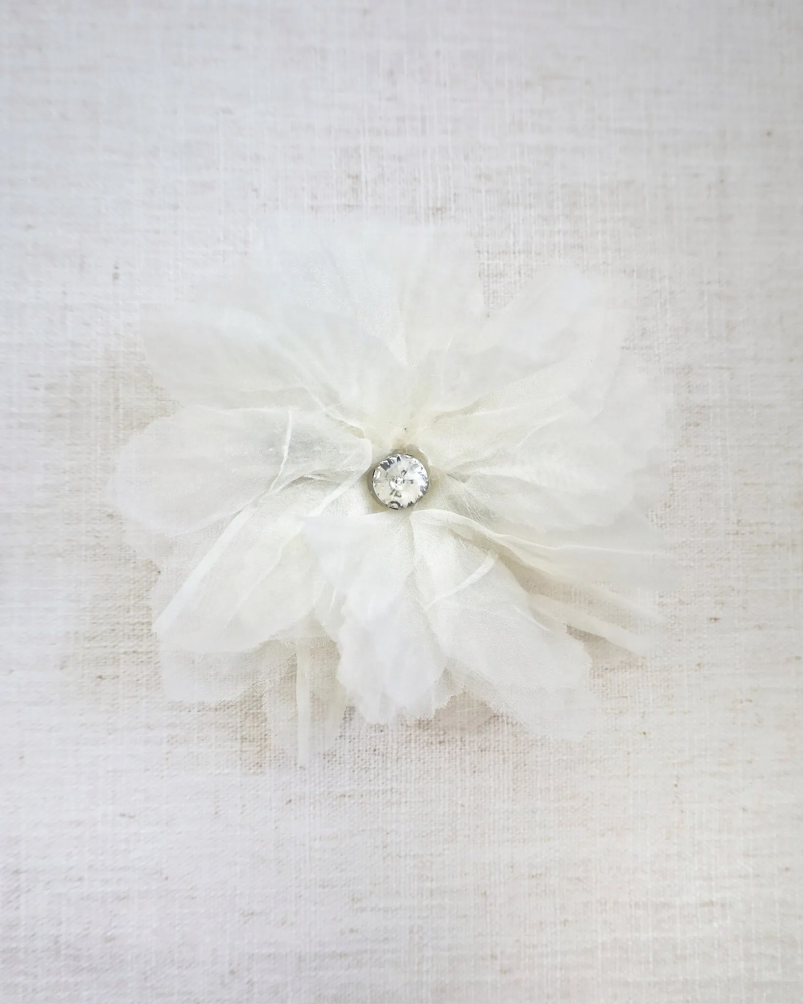 Large Ophelia Flower Hair Barrette with Rhinestone
