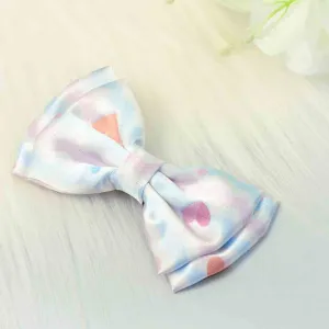Light Blue & Pink Heart Printed Bow Hairclip