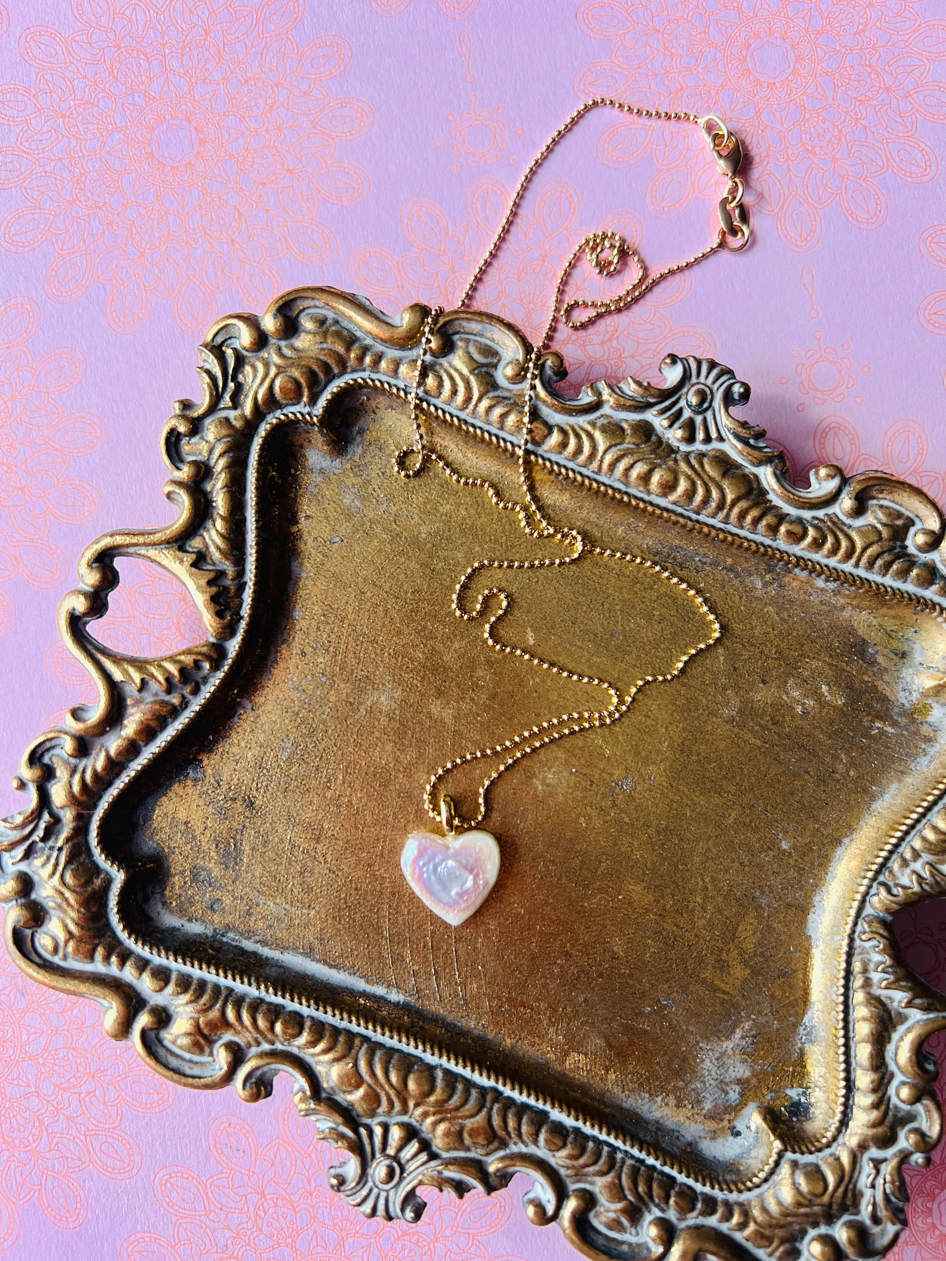 Little Mother of Pearl Heart Necklace