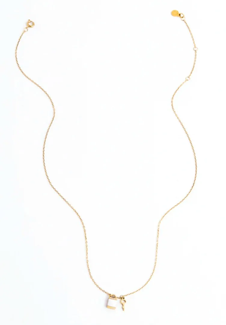 Lock and Key Mother of Pearl Necklace