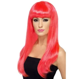 Long Straight Babelicious Wig - Neon Pink