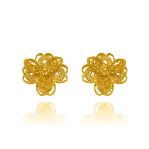 LOTUS SOLID GOLD 18K STUD EARRINGS FILIGREE