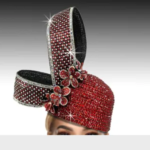 Lumiere Crystal Laden Bubble Hat - Ruby