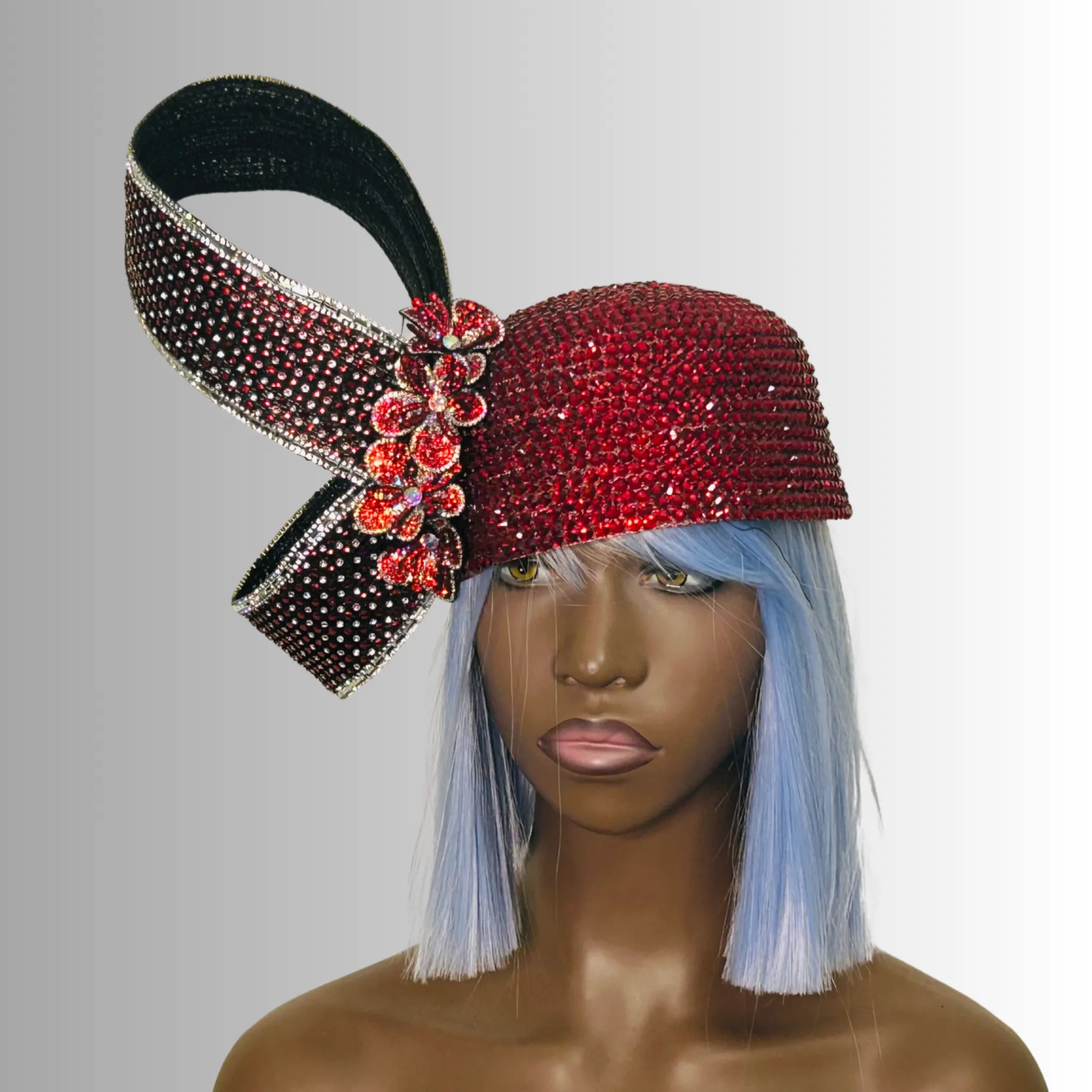 Lumiere Crystal Laden Bubble Hat - Ruby