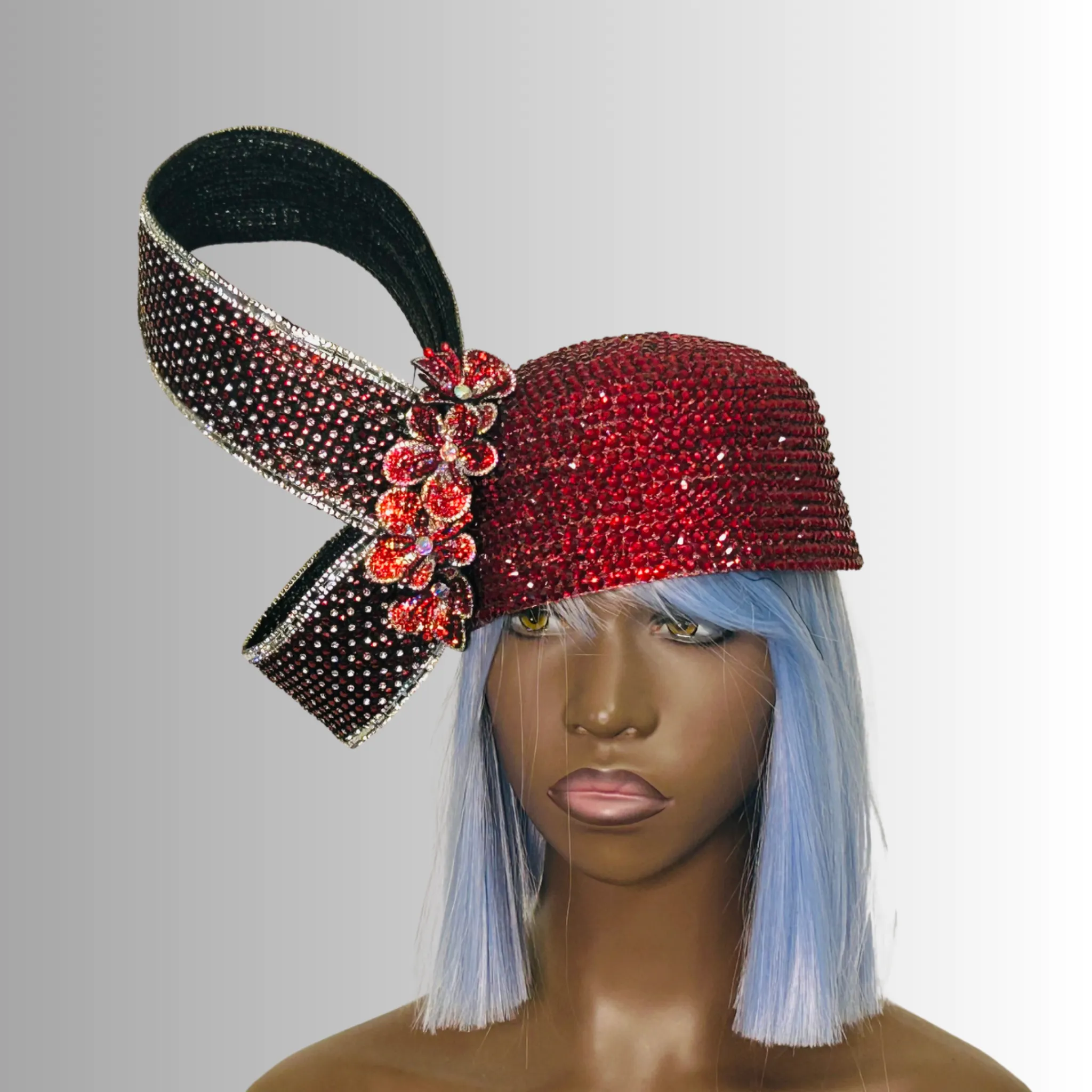 Lumiere Crystal Laden Bubble Hat - Ruby