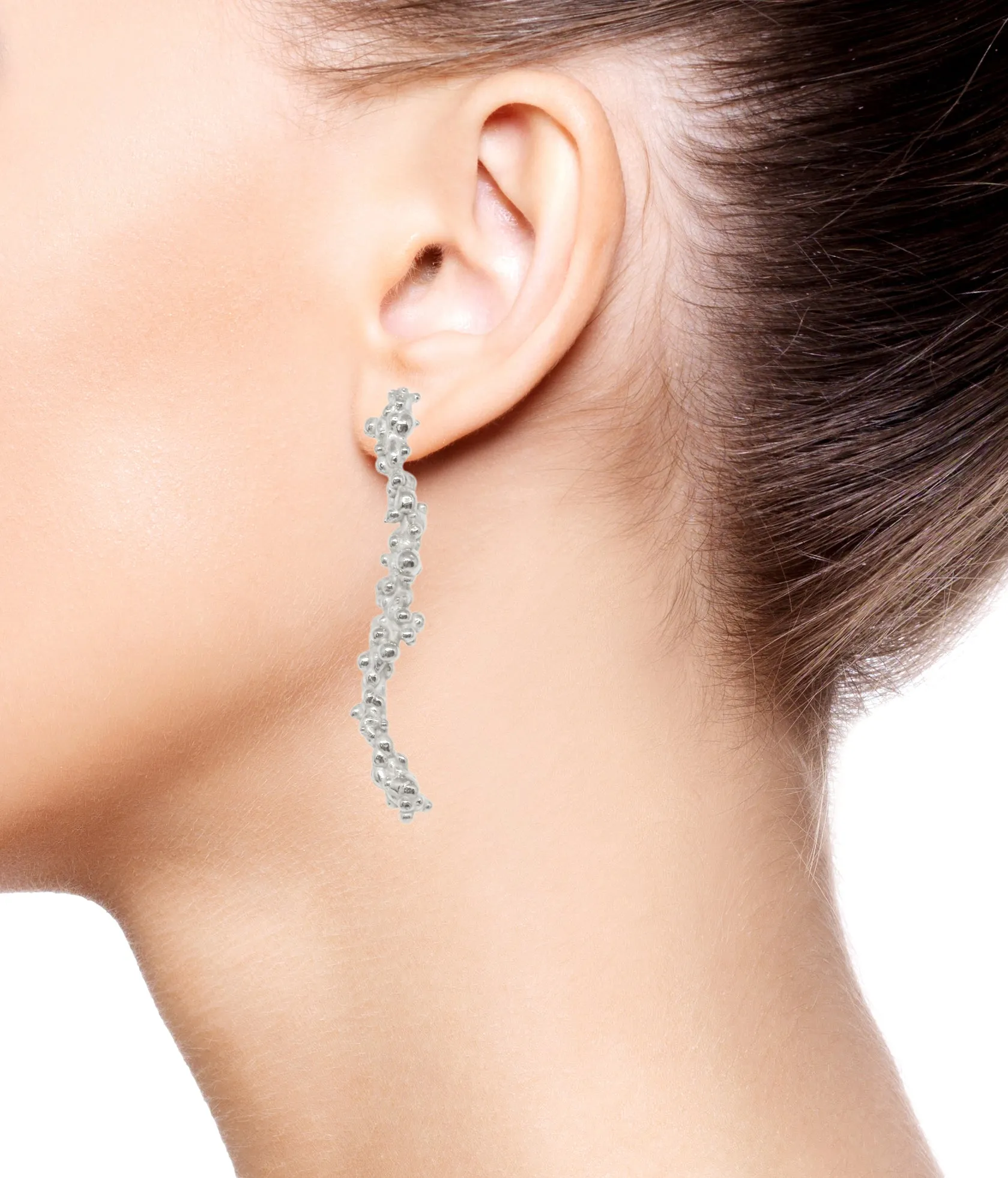 Mammatus Earrings Long Silver