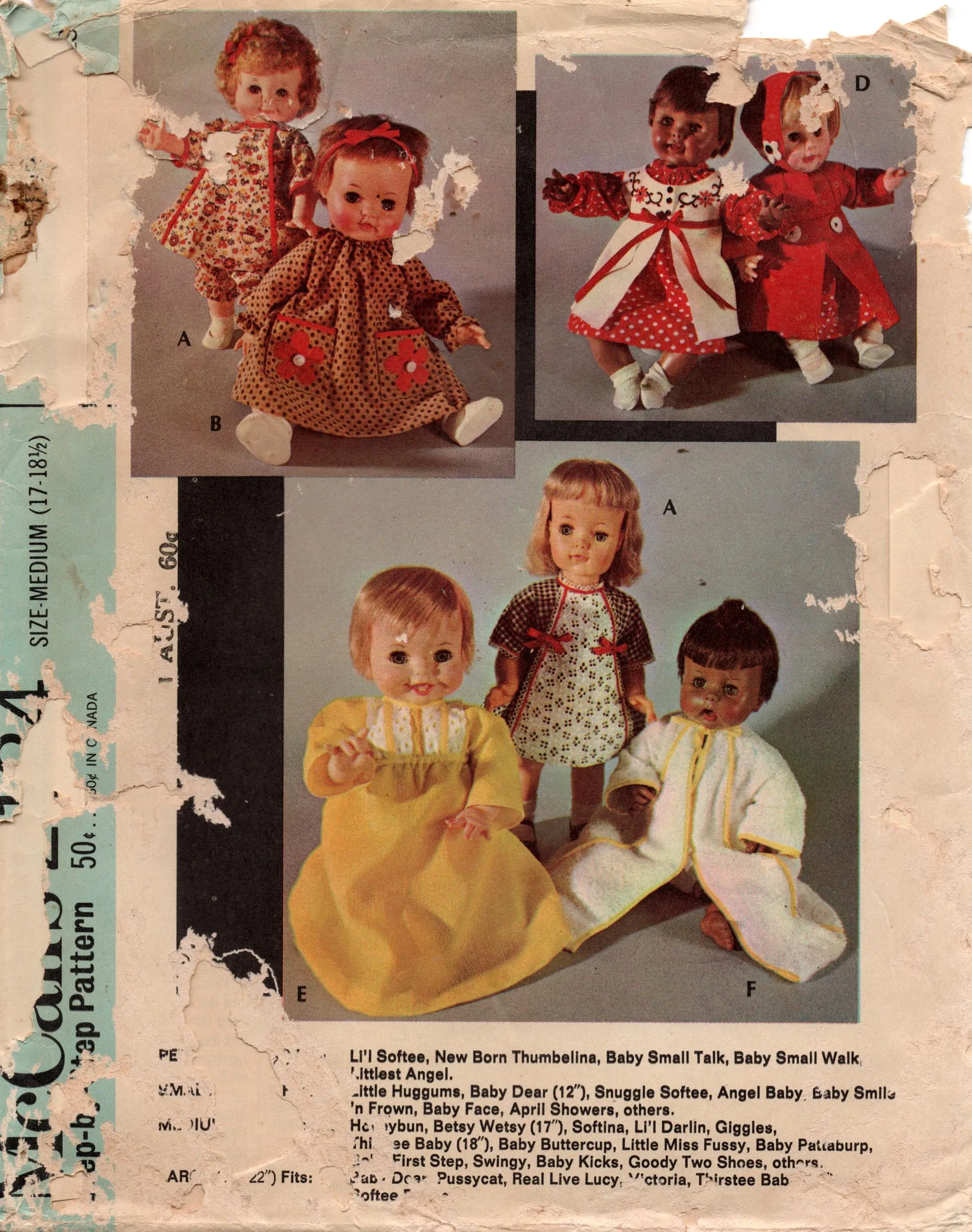 McCall's 2124 Retro Baby Dolls Clothing 17 - 18.5 Inch Dolls Clothes 1960s Vintage Sewing Pattern UNCUT Factory Folded