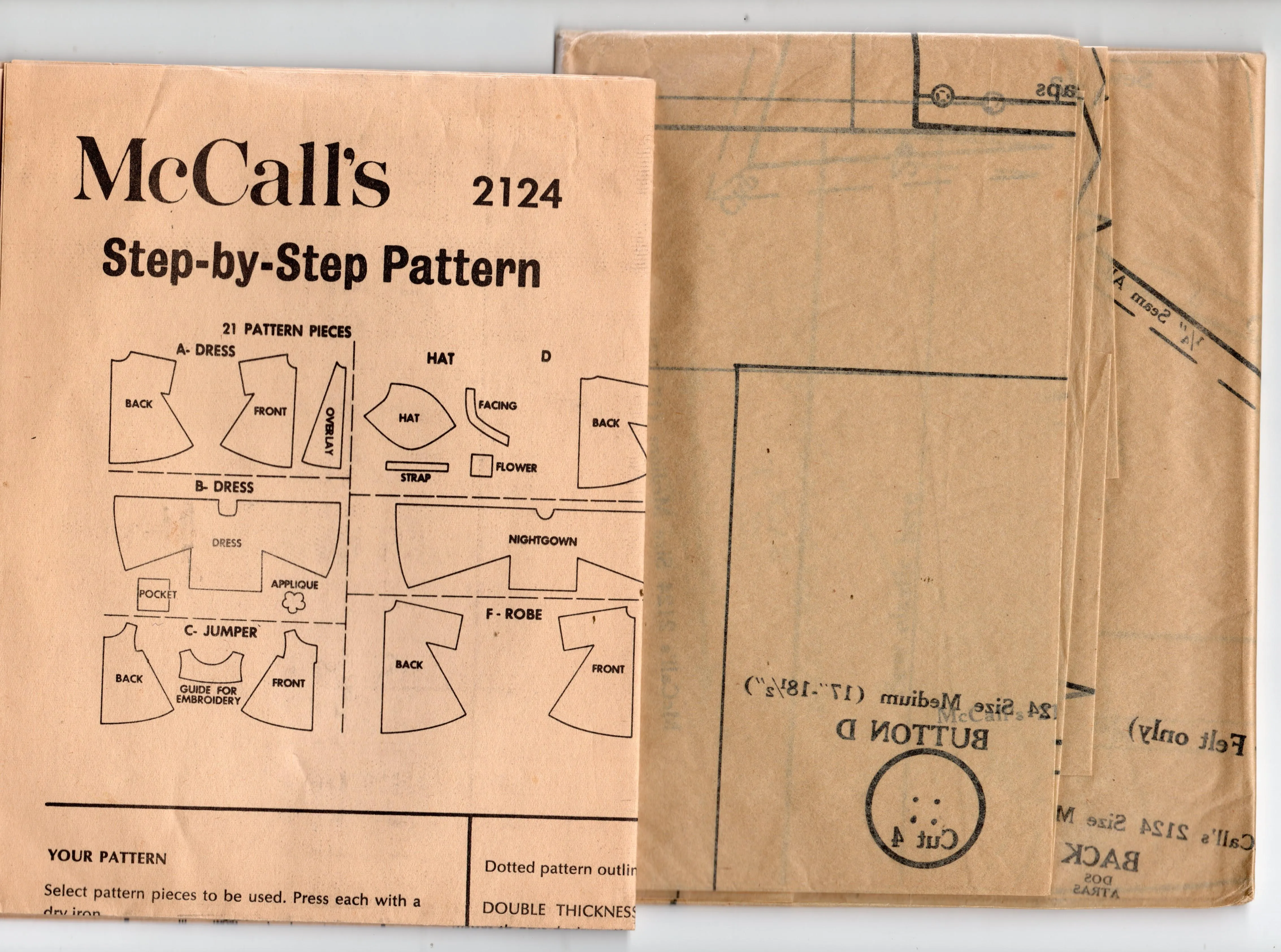 McCall's 2124 Retro Baby Dolls Clothing 17 - 18.5 Inch Dolls Clothes 1960s Vintage Sewing Pattern UNCUT Factory Folded