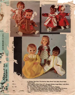 McCall's 2124 Retro Baby Dolls Clothing 17 - 18.5 Inch Dolls Clothes 1960s Vintage Sewing Pattern UNCUT Factory Folded