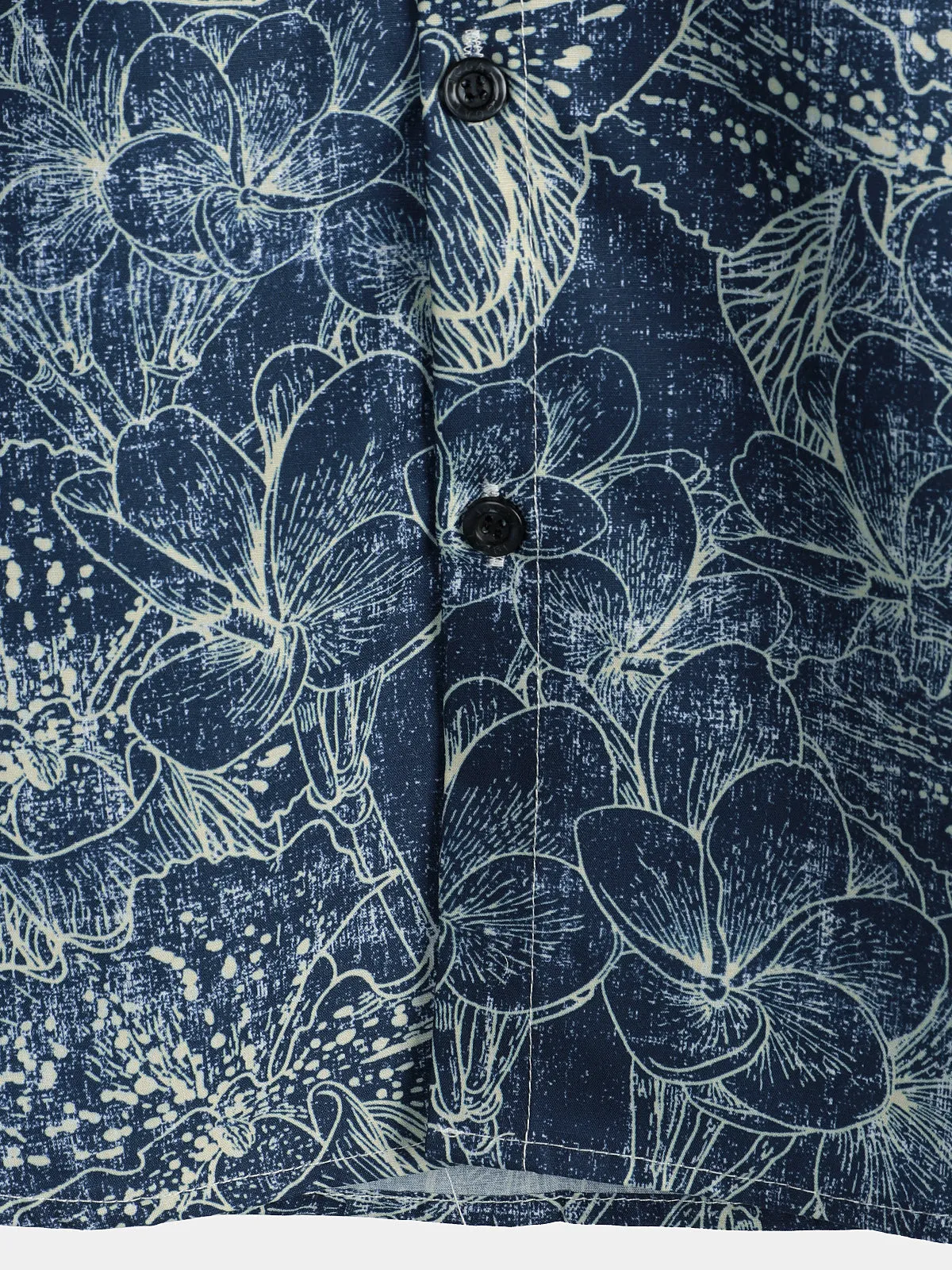 Men's Retro Floral Print Pocket Vacation Short Sleeve Vintage Flowers Navy Blue Shirt