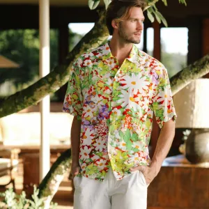 Men's Retro Shirt - Daisy Patch Red