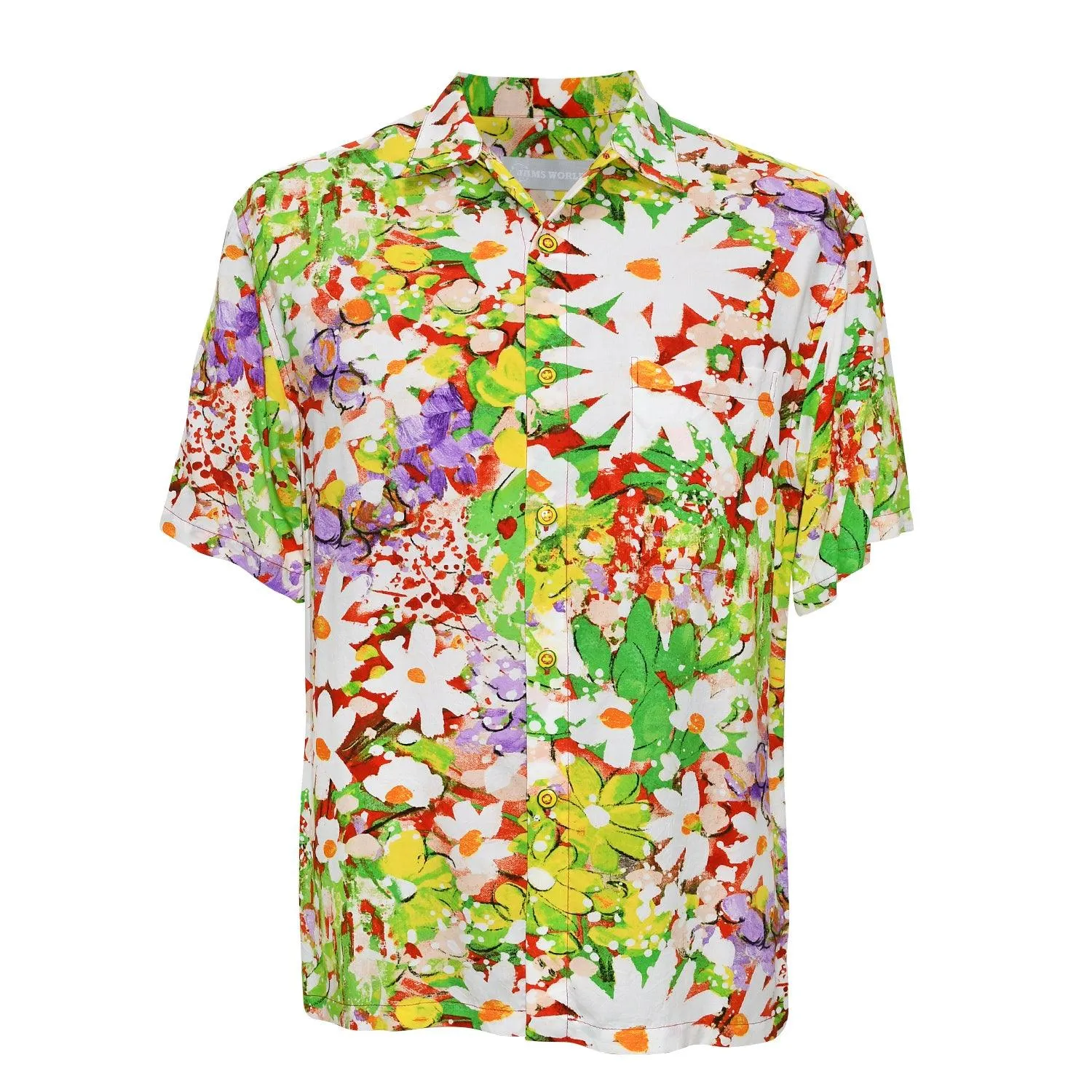 Men's Retro Shirt - Daisy Patch Red