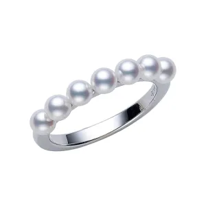 Mikimoto White Gold and Akoya 3.5mm Pearl Ring