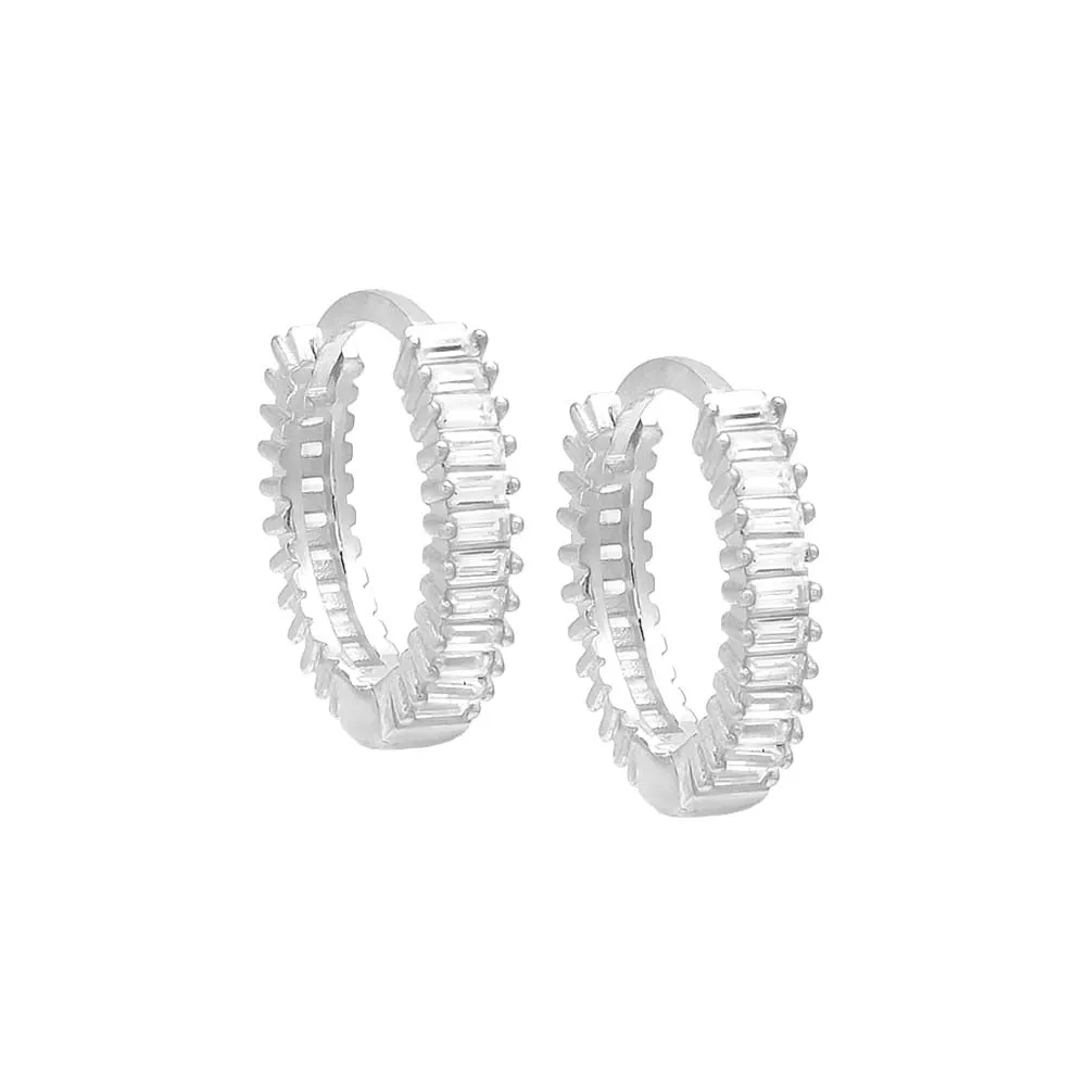 Mini CZ Baguette Huggie Earring