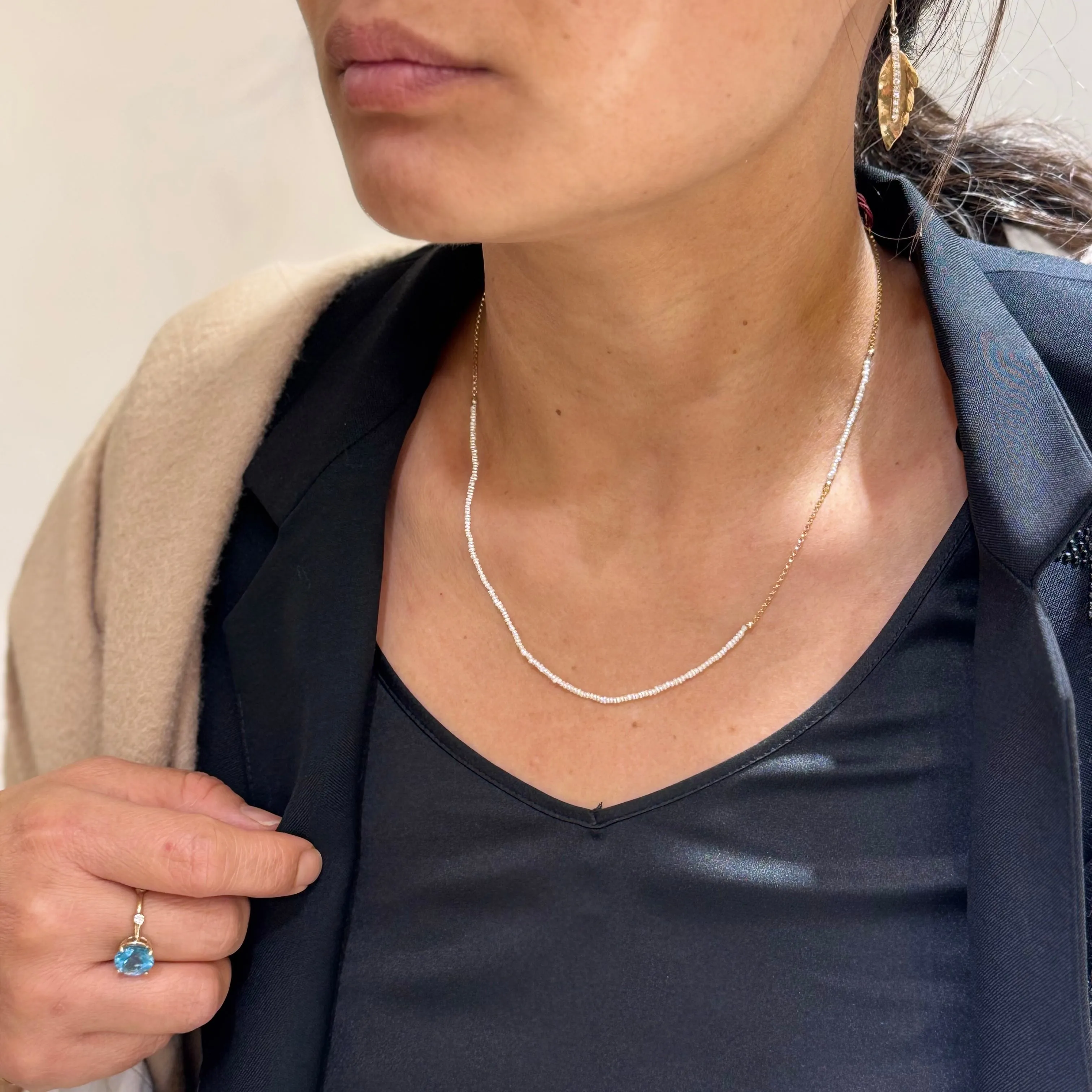 Mini Pearl Mixed Gold Chain Necklace