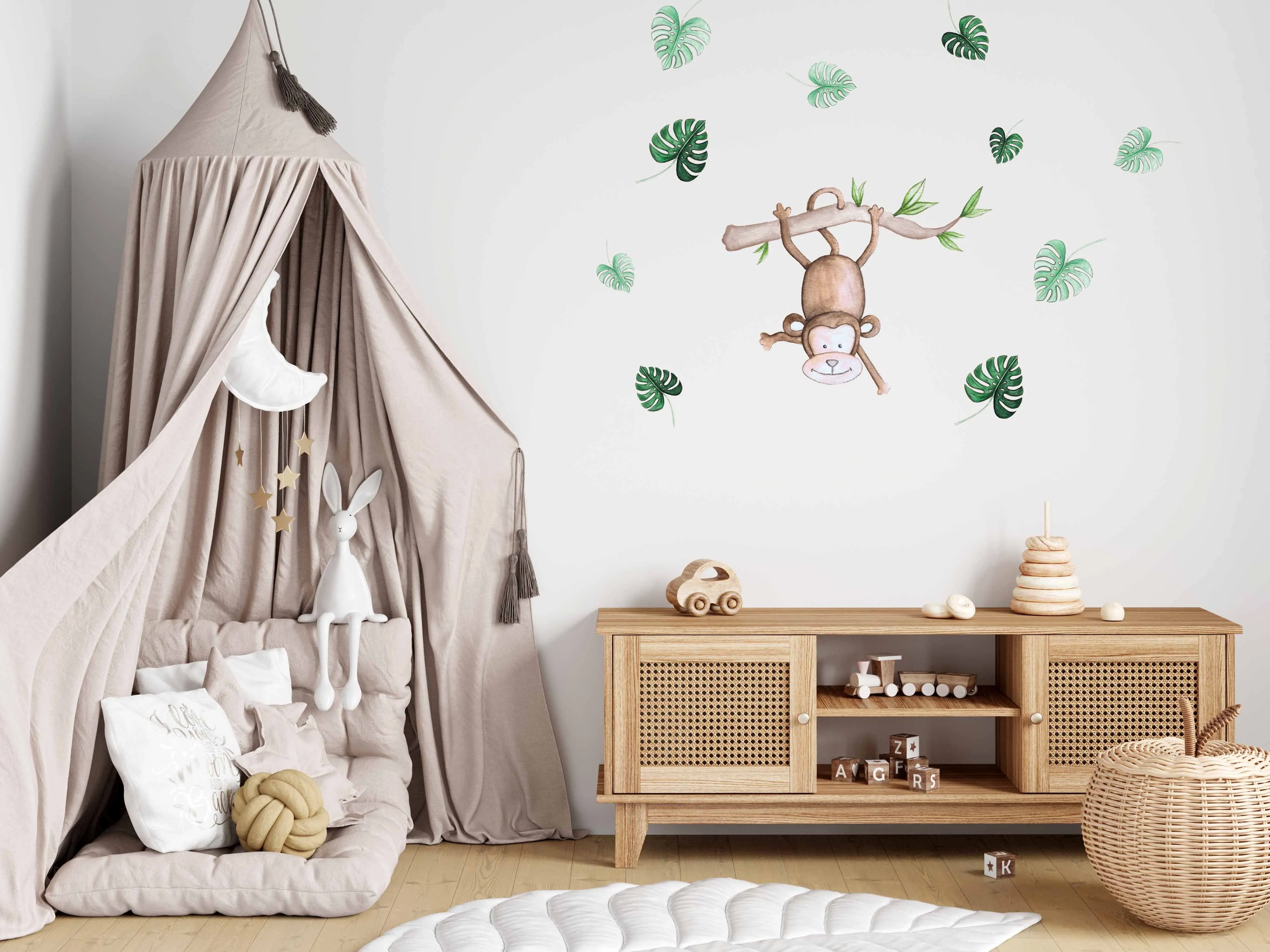 Monkey Wall Decal Australian Design Hand Painted Peel & Stick, Removable Wall Decal. Nursery, Kids Playroom, Kids Teens Bedroom