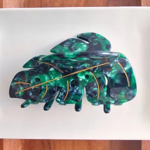 Monstera Leaf Hair Claw - Dark Green