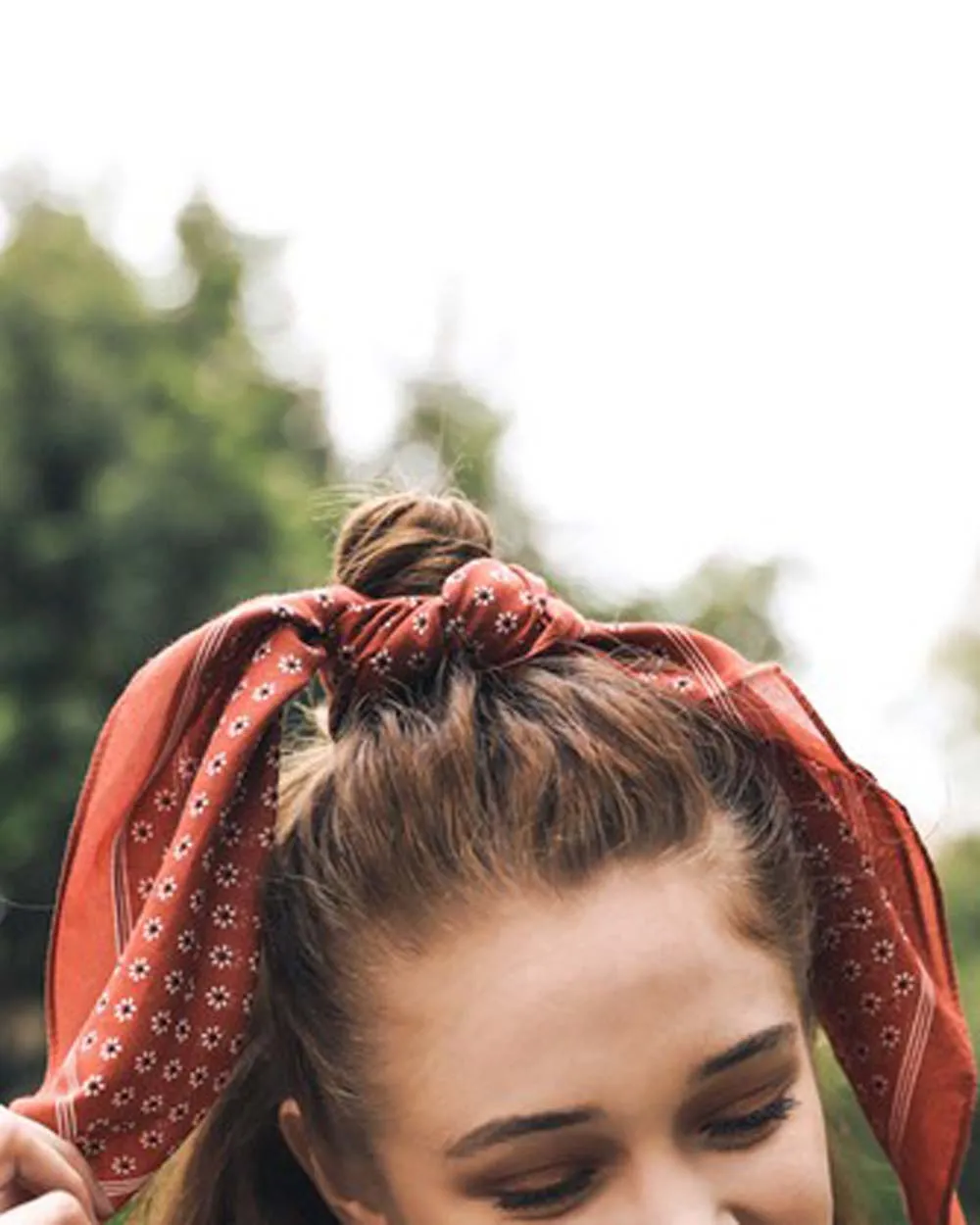 Moon Flower Bandanna in Rust