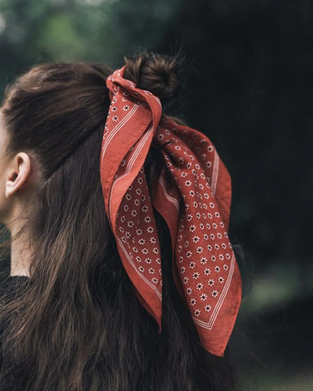 Moon Flower Bandanna in Rust