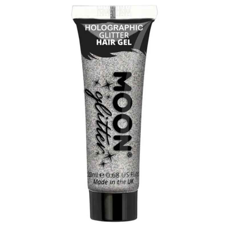 Moon Glitter Holographic Glitter Hair Gel, Silver