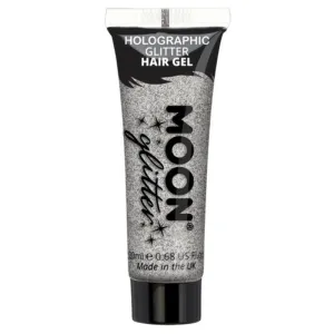 Moon Glitter Holographic Glitter Hair Gel, Silver