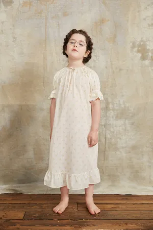 Moon Night Dress In Cream With Yellow Flowers