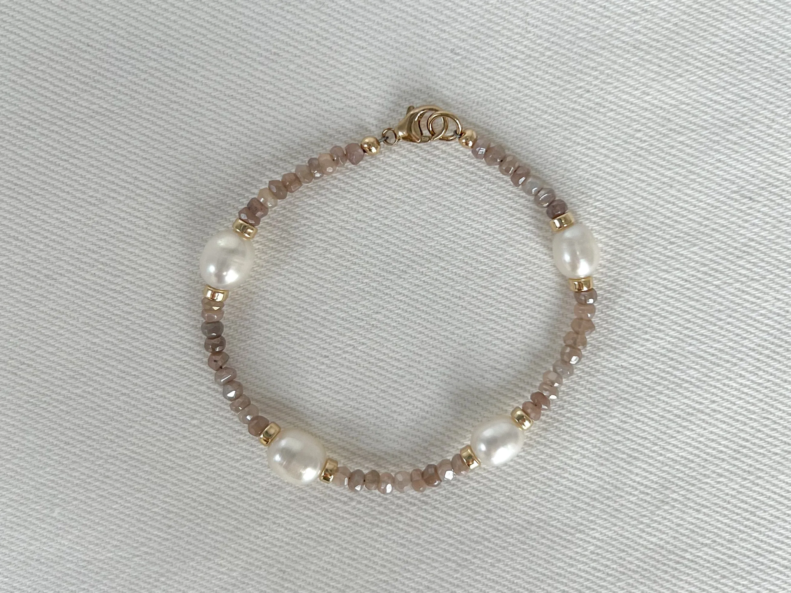 Moonstone Pearl Station Bracelet