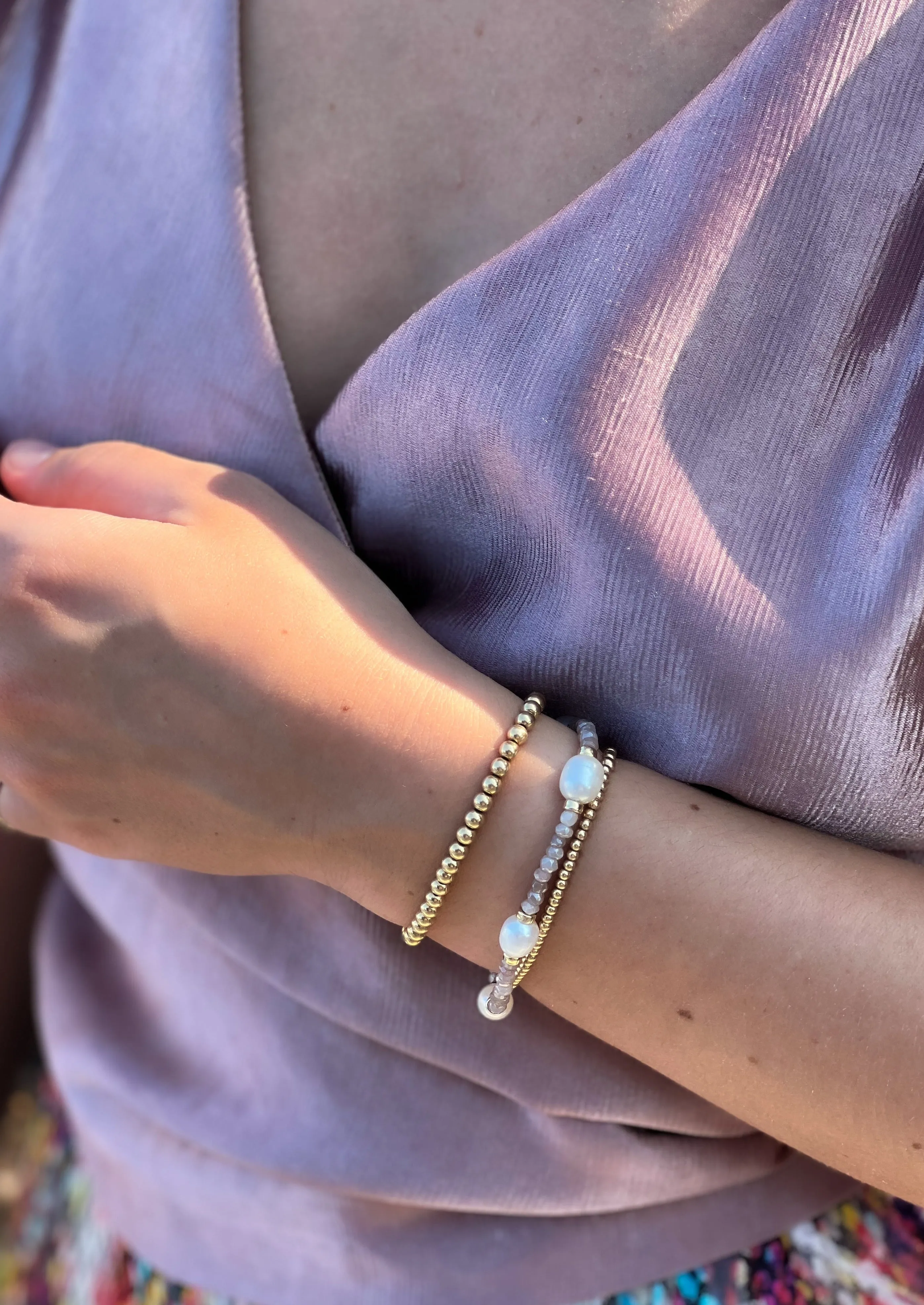 Moonstone Pearl Station Bracelet