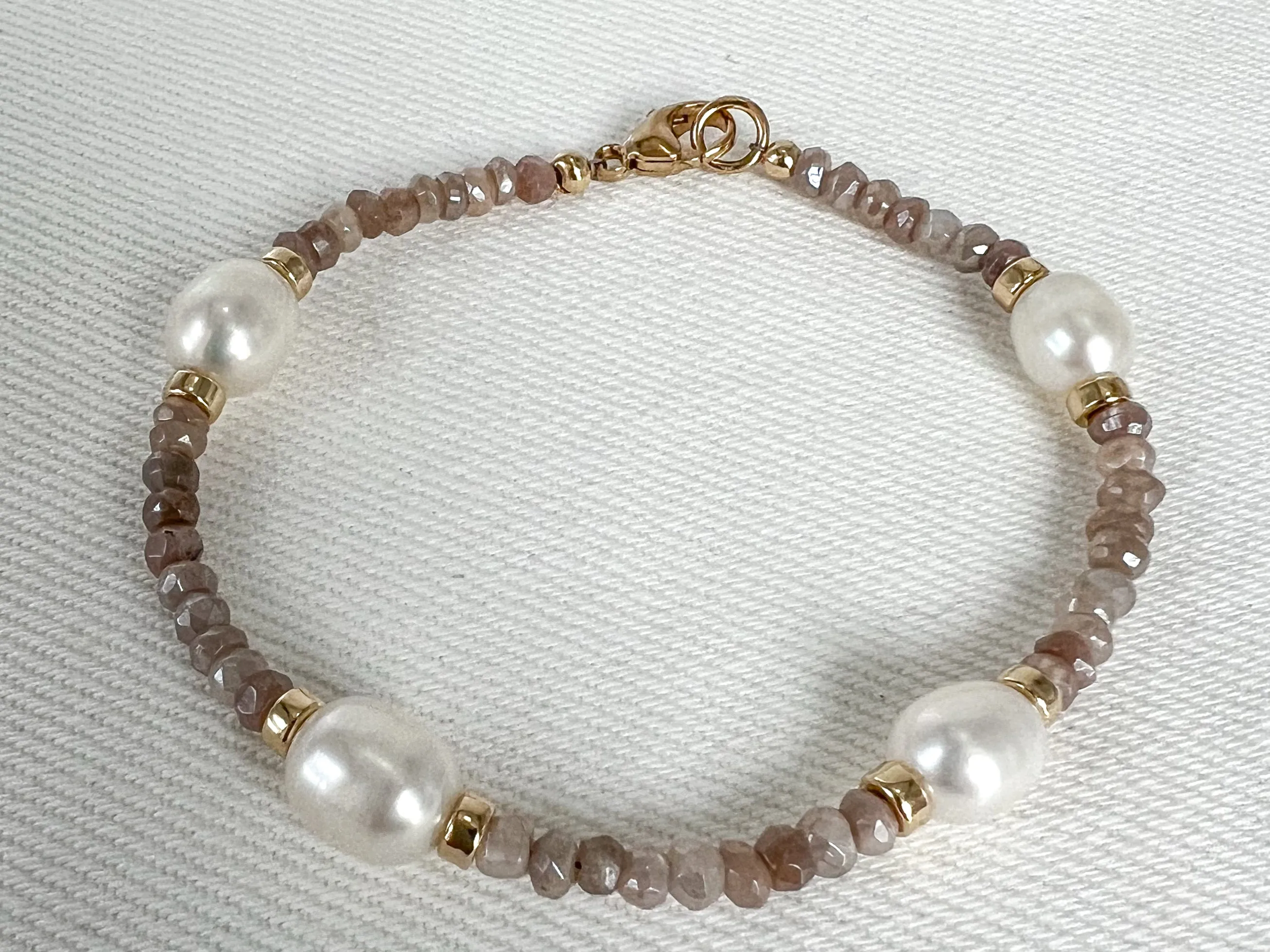 Moonstone Pearl Station Bracelet