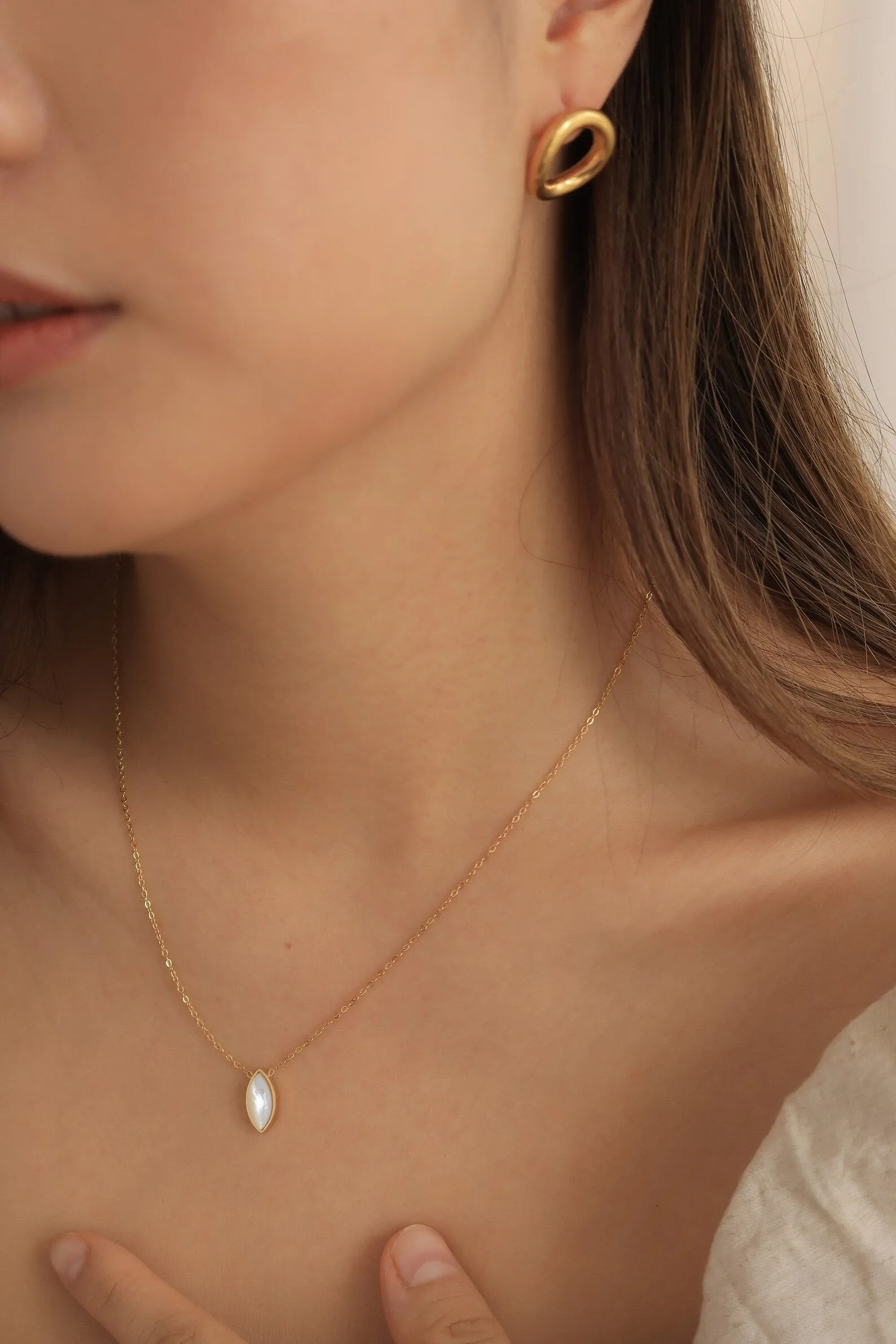 Mother of Pearl  Marquise Necklace