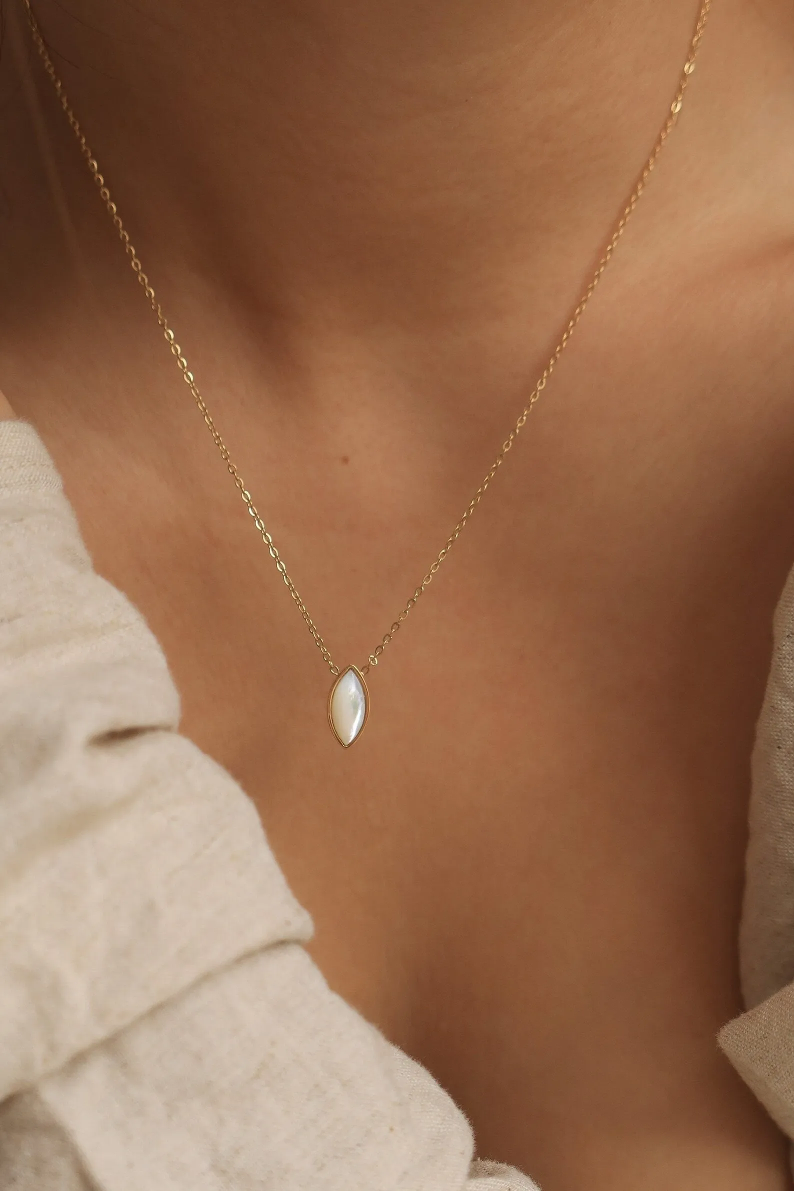 Mother of Pearl  Marquise Necklace
